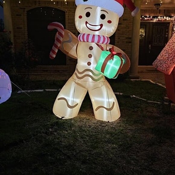 NEW 8ft Christmas Inflatable Gingerbread Man, Christmas Blow Up Yard Decoration - Picture 2 of 8